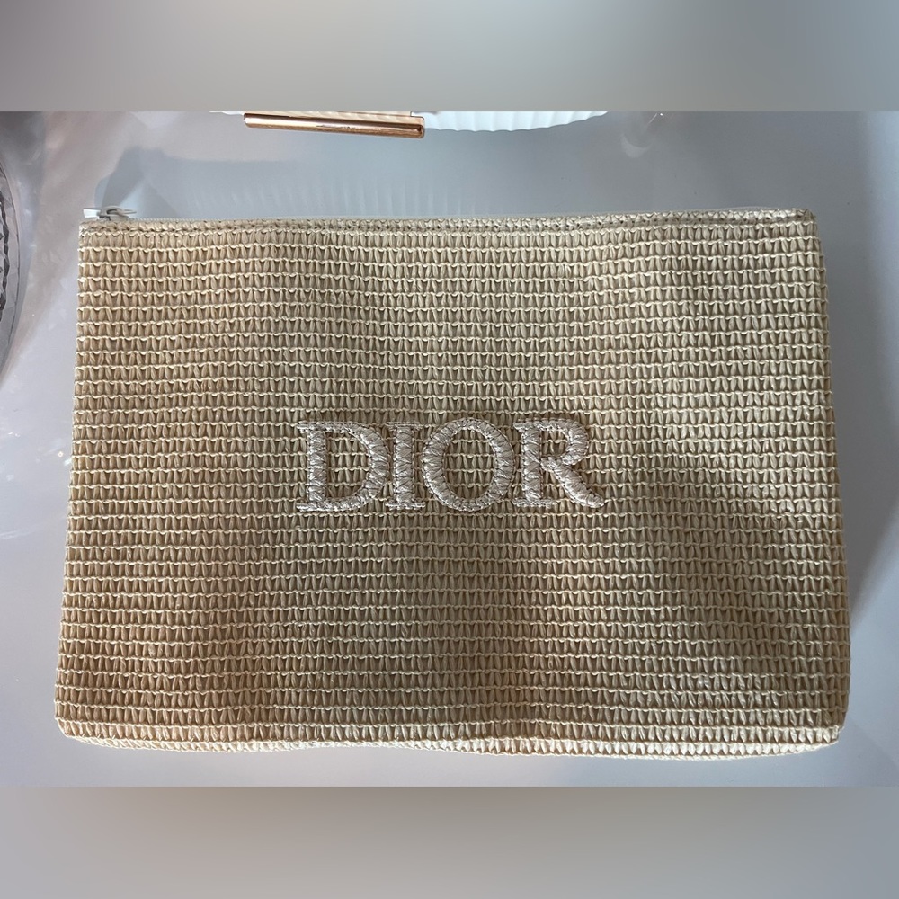 Dior Raffia Large Makeup Pouch